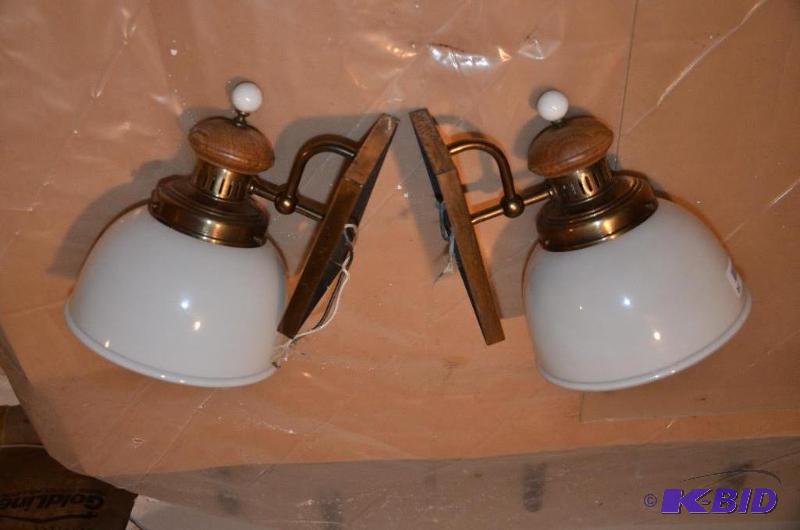 lot 190 image: set of wall lights  the glass globe is 9.5 ta...