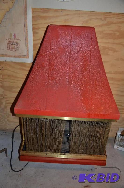 lot 191 image: Awesome Retro Red metal fireplace with electr...