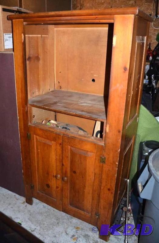 lot 231 image: Vintage wood cabinet 72x36x20"...