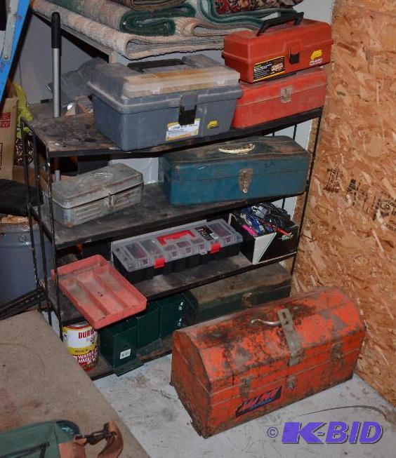 lot 239 image: Multiple tool boxes - metal and plastic, trig...