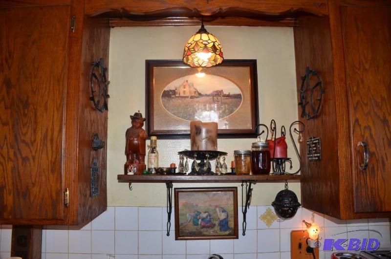 lot 244 image: Hanging stained glass lamp,Vintage statue can...