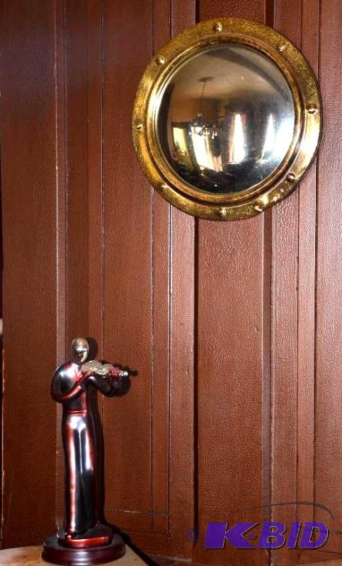 lot 250 image: Navy Ship mirror and statue of vilonist...