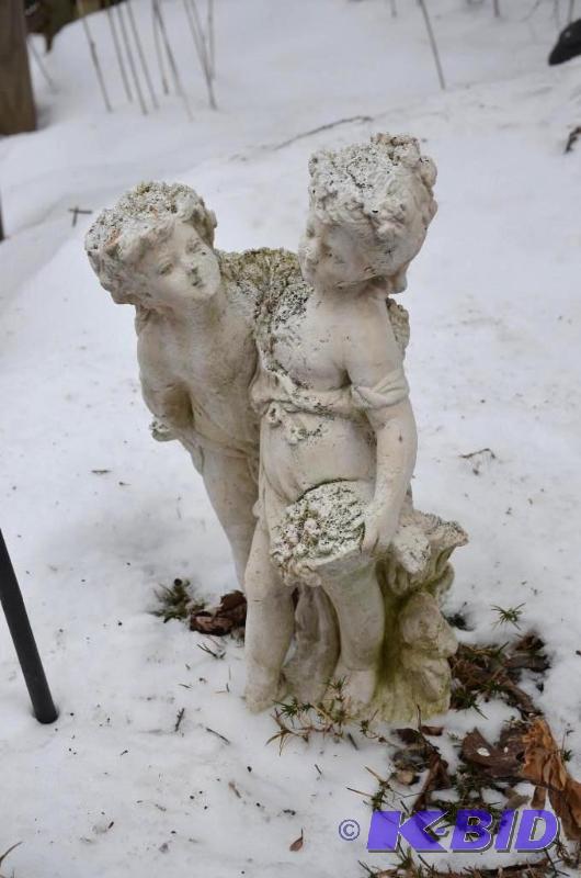 lot 258 image: Cement statue of two people 17" tall. th...