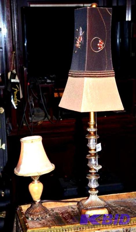 lot 26 image: 2 beautiful lamps -  Embroidered lamp sh...
