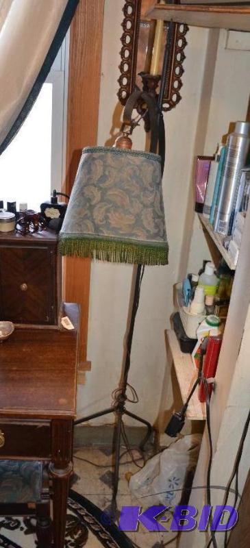 lot 279 image: Antique vintage iron floor lamp 62" tall...
