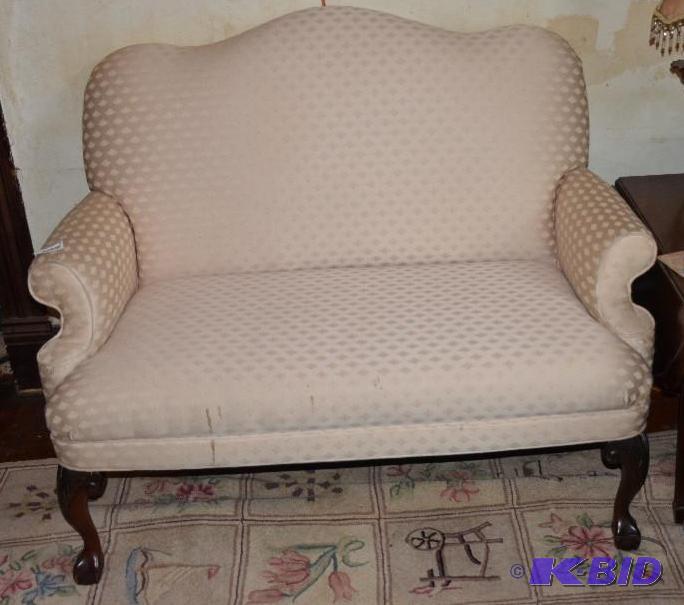 lot 28 image: Antique Settee loveseat 52" long...