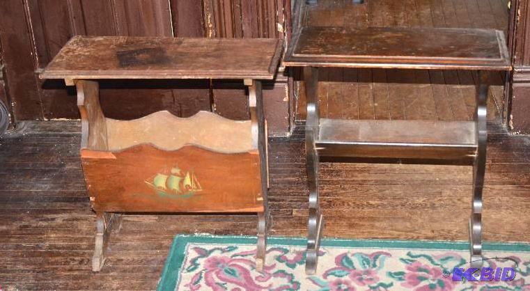 lot 307 image: 2 vintage wood magazine racks 21x11x24"...