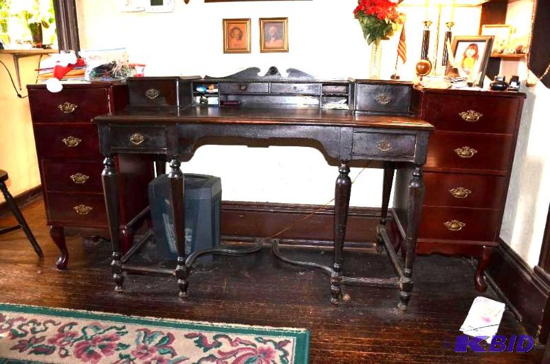lot 5 image: 2 vintage wood file cabinets as seen beside t...