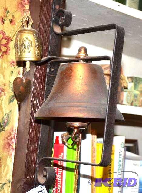 lot 53 image: Large Metal wall mount dinner bell 10" t...