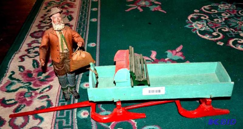 lot 54 image: Antique man and Wooden sleigh 18x5" not ...