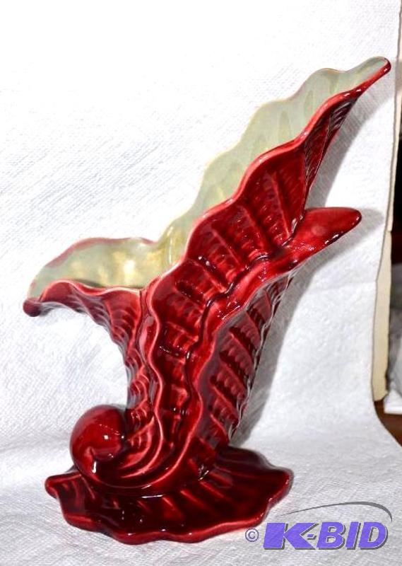 lot 5A image: Fluted Redwing vase 14" tall #1204...