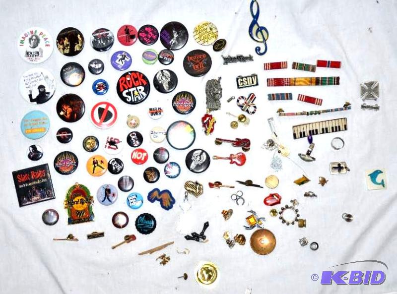 lot 75 image: Military medals, music  bands buttons collec...
