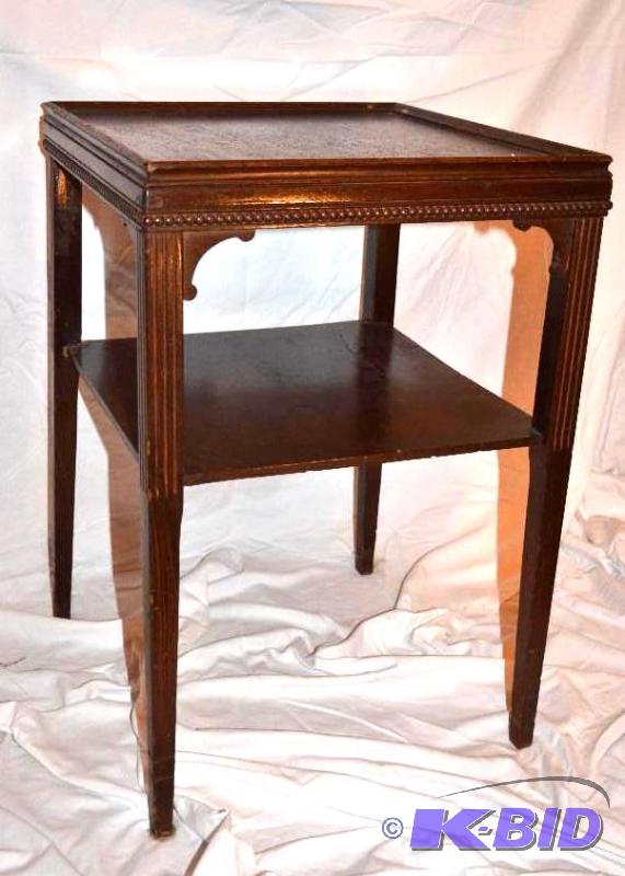 lot 8 image: Vintage wood end table 18x18x26", Lots 8...