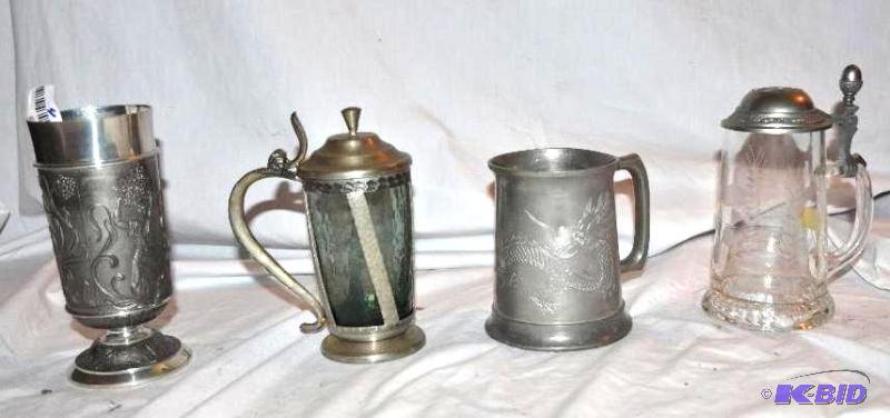 lot 81 image: Collectible Wiik pewter & glass ware hand...