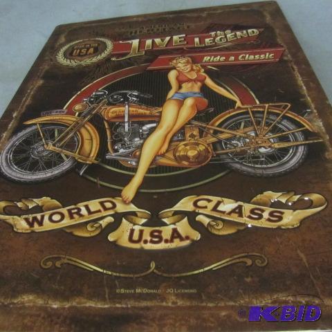 lot 168 image: Harley Pin-up Tin Sign
