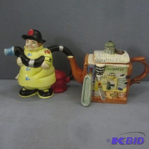 lot 21 image: Hardware Store, Fireman Teapots