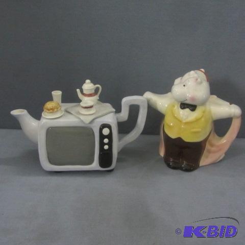 lot 22 image: TV, Dancing Hippos Teapots