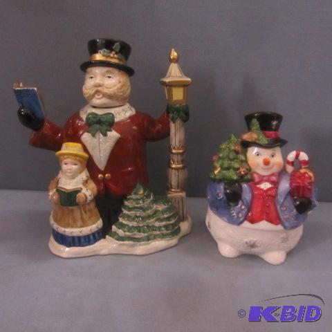 lot 23 image: Carolers Teapot, Frosty Candy Dish