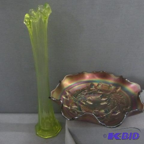 lot 47 image: Vaseline, Carnival Glass