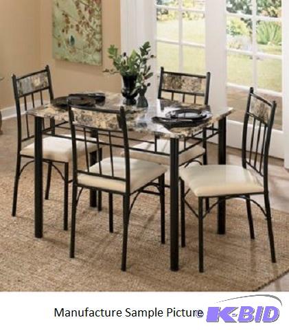 Five Piece Ansdell Faux Marble Dining Set -&n...