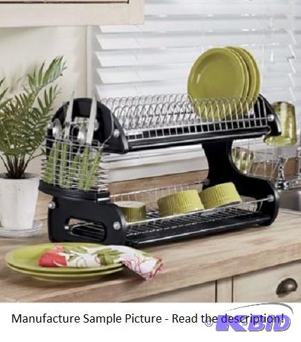 NEW Home Basics Two Tier Dish Drainer-Black -...