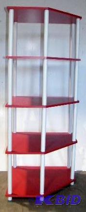 &nbspRed and White 5 Tier Corner Rack - Wood...