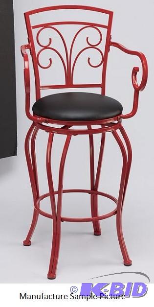 Scroll Arm Stool - Red -&nbspFrench country ...