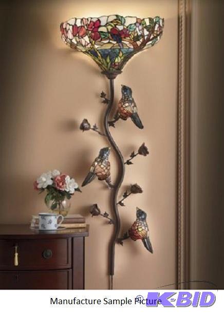 Tiffany Style Wall Torchiere - Birds and blos...