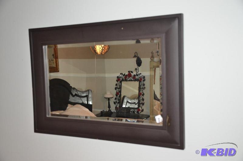 lot 104 image: Wood frame mirror 24x36...