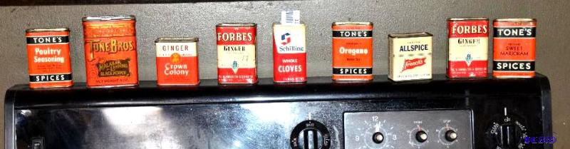 lot 117 image: Vintage spice cans on range...