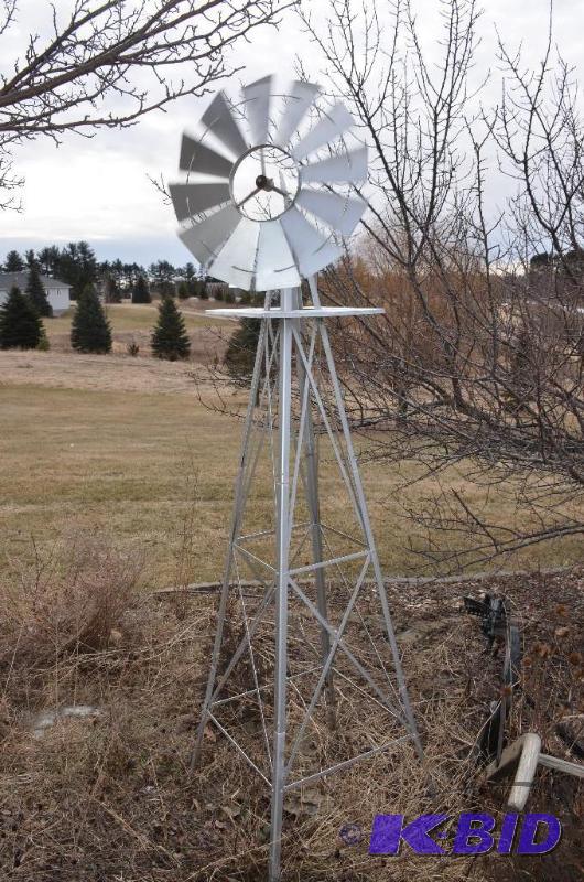 lot 121 image: Decorative metal windmill lawn ornament 8 fee...