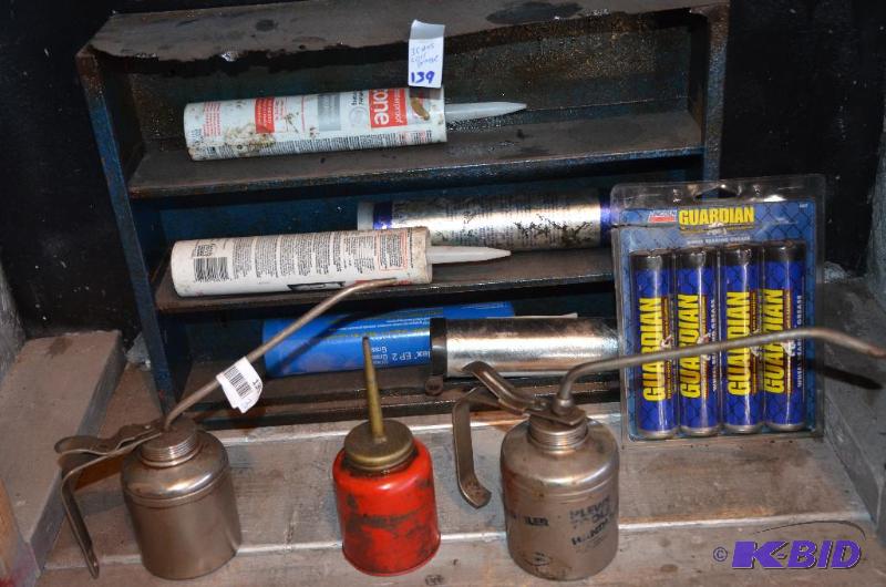 lot 139 image: 3 vintage oil cans and grease...