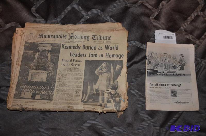 lot 159 image: Minneapolis Tribune newspapers of the Kennedy...