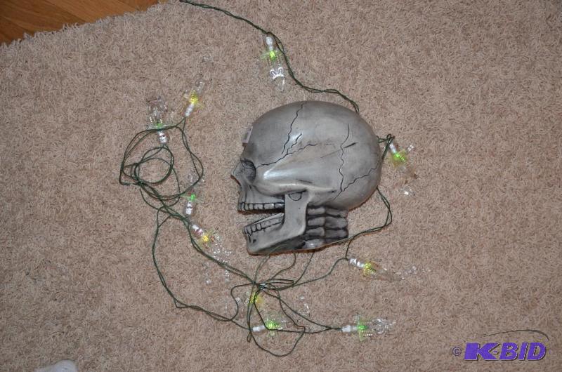 lot 164 image: Life size skull and string of skeleton lights...
