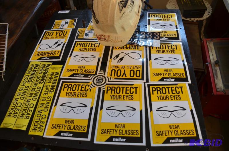 lot 195 image: Hard hat and safety stickers...