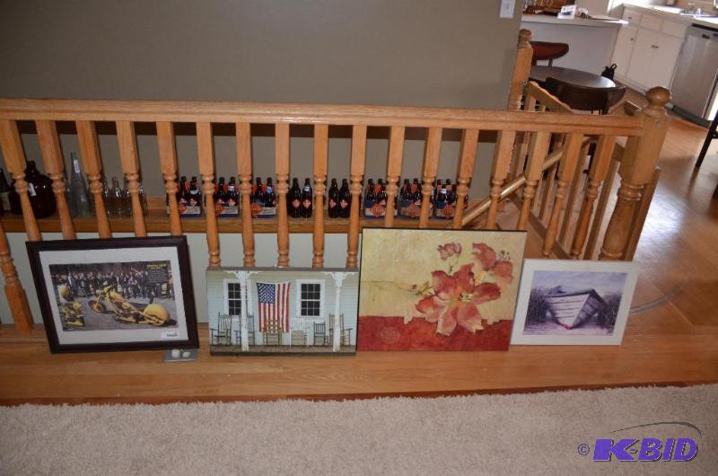 lot 200 image: 4 framed art - the large flower piece is 24x2...