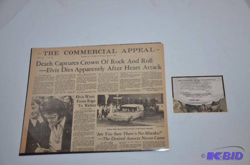 lot 215 image: Memphis newspaper of Elvis Presley death ...