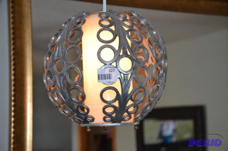 lot 227 image: Vintage hanging lamp 12" diameter...