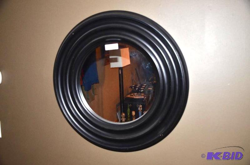 lot 33 image: Wood frame mirror 34" diameter...