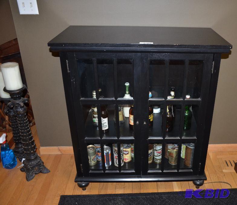 lot 38 image: Wood cabinet with adjustable shelving  a...