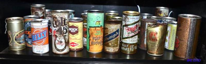 lot 41 image: 28 vintage metal beer cans , some unopened - ...