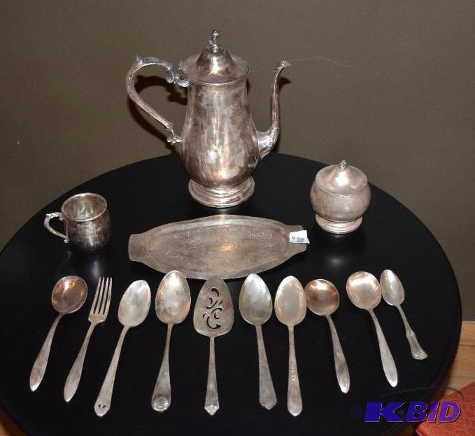 lot 45 image: Metal Oneida coffee pot,  Trent tray 10x...
