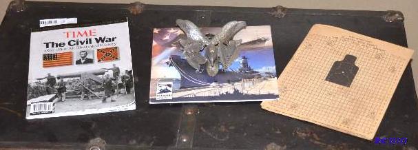 lot 59 image: Cast aluminum eagles, Time The Civil War book...
