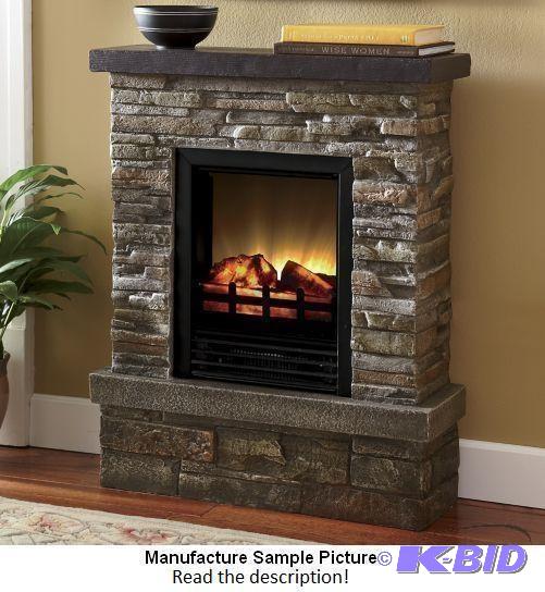 Rustic Retreat Faux Stone Electric Fireplace ...