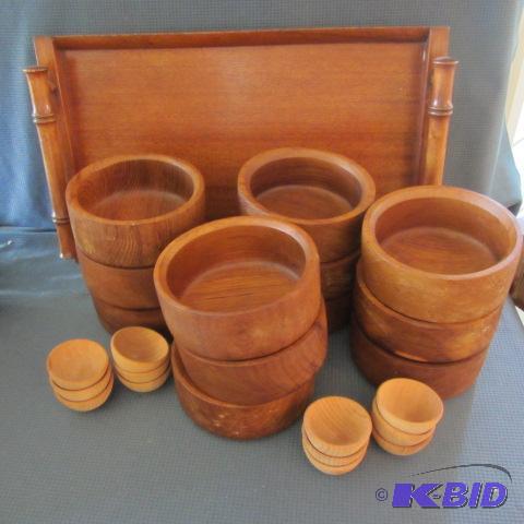 Wooden Tray & Bowls