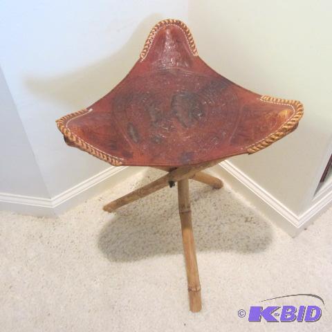 Leather Top Folding Stool