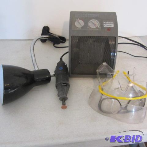 Heater, Clamp-on Light, Safety Glasses