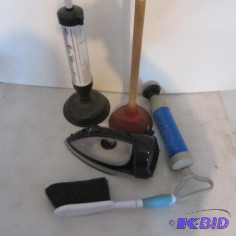 Steam Iron, Drain Busters, Whisk Broom