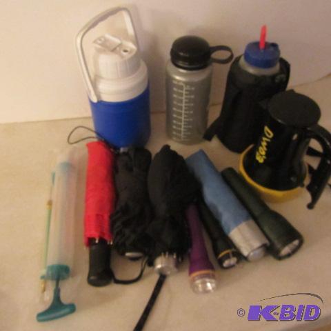 Umbrellas, Flashlights, Bottles, Pump