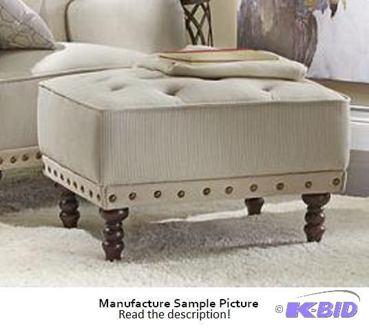 Nailhead Ottoman - Is upholstered in off-whit...